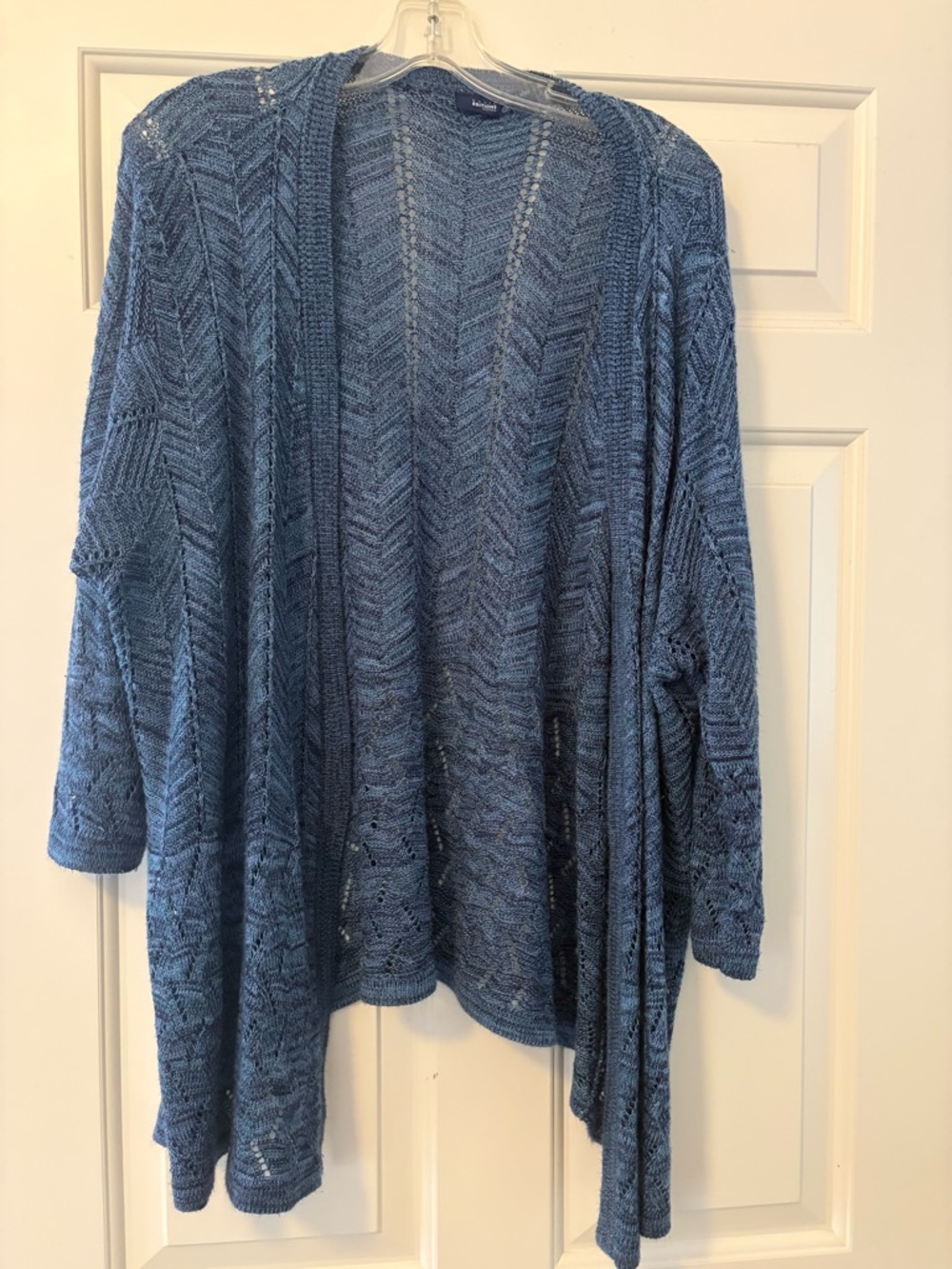 Open-Front Blue Women's Knit Sweater Cardigan